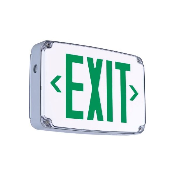 Hubbell Lighting Hubbell LED Wet Location Exit Sign, Double Face, Green